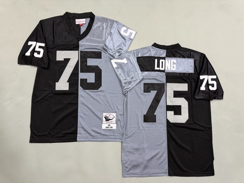 Men 2025 Nike Oakland Raiders #75 Long black grey Throwback Limited NFL Jersey style 001->oakland raiders->NFL Jersey